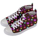 Colorfull Hearts On Choclate Women s Mid-Top Canvas Sneakers View2