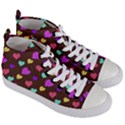 Colorfull Hearts On Choclate Women s Mid-Top Canvas Sneakers View3