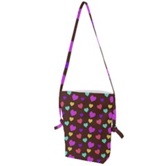 Colorfull Hearts On Choclate Folding Shoulder Bag by Daria3107