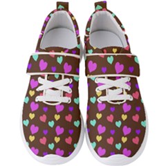 Colorfull Hearts On Choclate Men s Velcro Strap Shoes by Daria3107