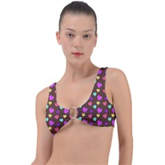 Colorfull Hearts On Choclate Ring Detail Bikini Top by Daria3107