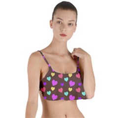 Colorfull Hearts On Choclate Layered Top Bikini Top  by Daria3107