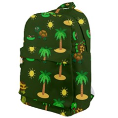 Turtle And Palm On Green Pattern Classic Backpack by Daria3107