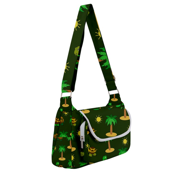 Turtle And Palm On Green Pattern Multipack Bag