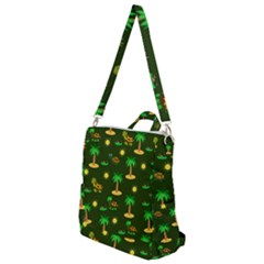 Turtle And Palm On Green Pattern Crossbody Backpack by Daria3107