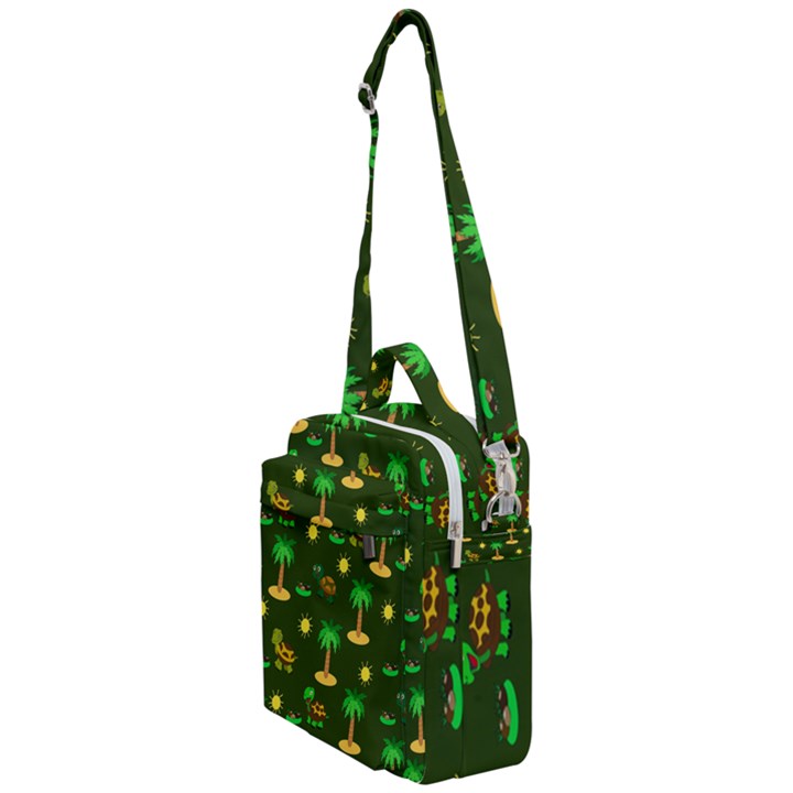 Turtle And Palm On Green Pattern Crossbody Day Bag