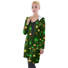 Turtle And Palm On Green Pattern Hooded Pocket Cardigan by Daria3107