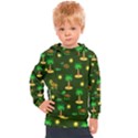 Turtle And Palm On Green Pattern Kids  Hooded Pullover View1