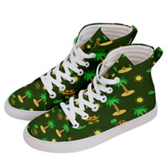 Turtle And Palm On Green Pattern Women s Hi-top Skate Sneakers by Daria3107