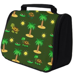 Turtle And Palm On Green Pattern Full Print Travel Pouch (big) by Daria3107