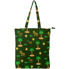 Turtle And Palm On Green Pattern Double Zip Up Tote Bag by Daria3107