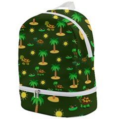 Turtle And Palm On Green Pattern Zip Bottom Backpack by Daria3107