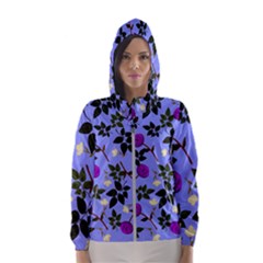 Purple Flower On Lilac Women s Hooded Windbreaker