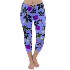 Purple Flower On Lilac Capri Winter Leggings 