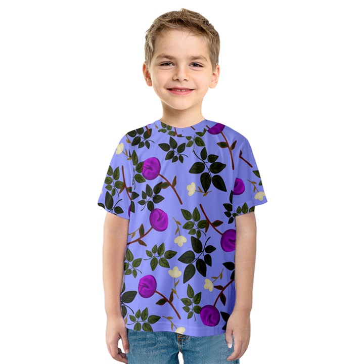 Purple Flower On Lilac Kids  Sport Mesh Tee