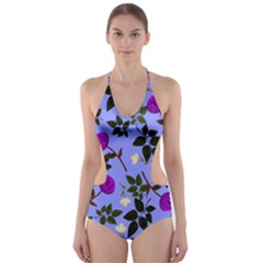 Purple Flower On Lilac Cut-out One Piece Swimsuit by Daria3107