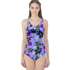 Purple Flower On Lilac One Piece Swimsuit by Daria3107