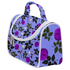 Purple Flower On Lilac Satchel Handbag by Daria3107