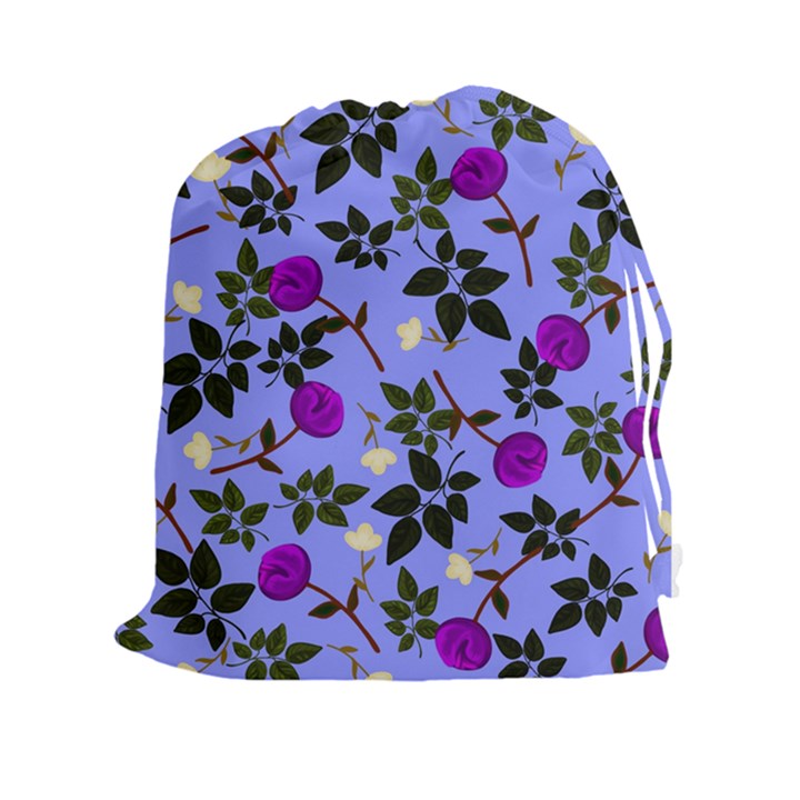 Purple Flower On Lilac Drawstring Pouch (2XL)