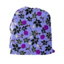 Purple Flower On Lilac Drawstring Pouch (2XL) View2