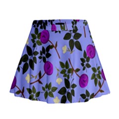 Purple Flower On Lilac Mini Flare Skirt by Daria3107