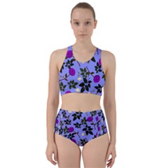 Purple Flower On Lilac Racer Back Bikini Set by Daria3107