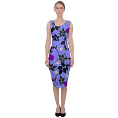 Purple Flower On Lilac Sleeveless Pencil Dress by Daria3107