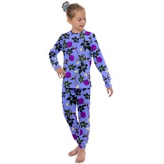 Purple Flower On Lilac Kids  Long Sleeve Set  by Daria3107