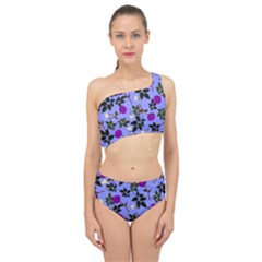 Purple Flower On Lilac Spliced Up Two Piece Swimsuit by Daria3107