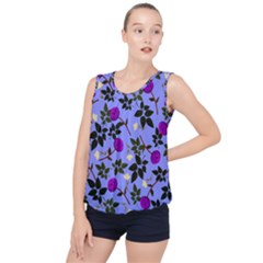 Purple Flower On Lilac Bubble Hem Chiffon Tank Top by Daria3107