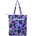 Purple Flower On Lilac Double Zip Up Tote Bag View2