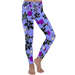 Purple Flower On Lilac Kids  Lightweight Velour Classic Yoga Leggings by Daria3107