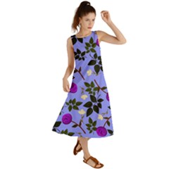 Purple Flower On Lilac Summer Maxi Dress