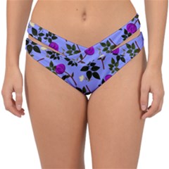 Purple Flower On Lilac Double Strap Halter Bikini Bottom by Daria3107