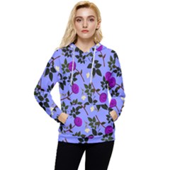 Purple Flower On Lilac Women s Lightweight Drawstring Hoodie