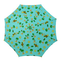 Turtle And Palm On Blue Pattern Golf Umbrellas by Daria3107