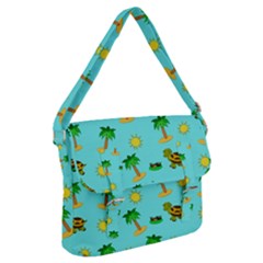 Turtle And Palm On Blue Pattern Buckle Messenger Bag by Daria3107