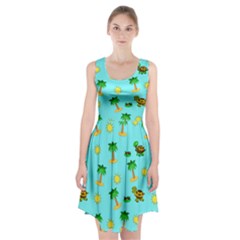 Turtle And Palm On Blue Pattern Racerback Midi Dress by Daria3107