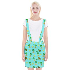 Turtle And Palm On Blue Pattern Braces Suspender Skirt by Daria3107