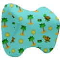 Turtle And Palm On Blue Pattern Head Support Cushion View3