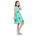 Turtle And Palm On Blue Pattern Kids  Skater Dress View3