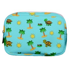 Turtle And Palm On Blue Pattern Make Up Pouch (small) by Daria3107