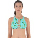 Turtle And Palm On Blue Pattern Perfectly Cut Out Bikini Top View1