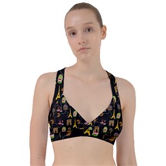 Paris Street Pattern On Black Sweetheart Sports Bra by Daria3107