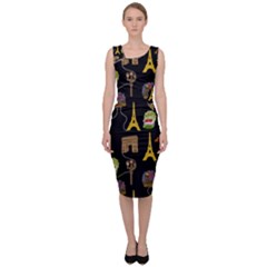 Paris Street Pattern On Black Sleeveless Pencil Dress by Daria3107