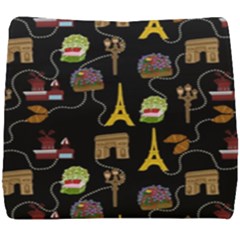 Paris Street Pattern On Black Seat Cushion by Daria3107