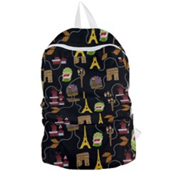 Paris Street Pattern On Black Foldable Lightweight Backpack