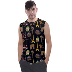 Paris Street Pattern On Black Men s Regular Tank Top by Daria3107