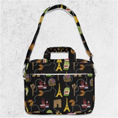 Paris Street Pattern On Black Macbook Pro Shoulder Laptop Bag 