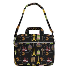 Paris Street Pattern On Black Macbook Pro Shoulder Laptop Bag (large) by Daria3107